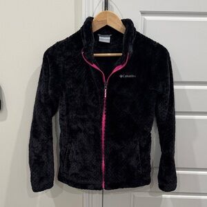 Columbia Black Girls Fleece Jacket Zip-up Soft Fuzzy Outerwear Size Large 14/16